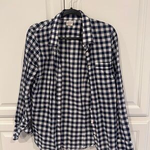 J. Crew Navy and White Checkered Shirt